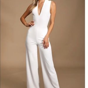 Lulus Thinking Out Loud White Backless Jumpsuit